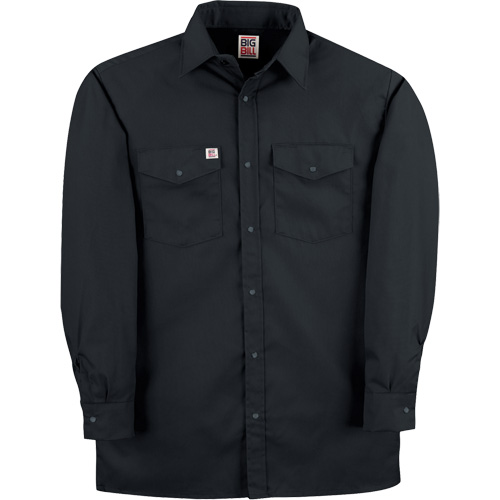 Twill Work Shirt with Snap, Men's, Small, Black Sidevic Inc.