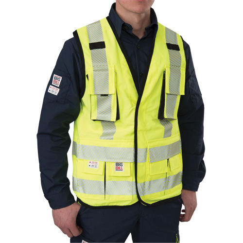 Veste antid&eacute;chirure pour arpenteur, Jaune lime haute visibilit&eacute;, Petit, Polyester Sidevic Inc.