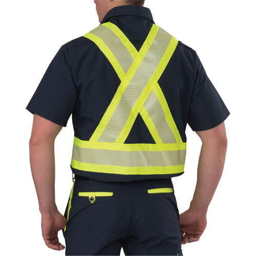 Chemise &agrave; manches courtes haute visibilit&eacute; r&eacute;sistant &agrave; la d&eacute;chirure, Polyester, Petit, Bleu marin Sidevic Inc.