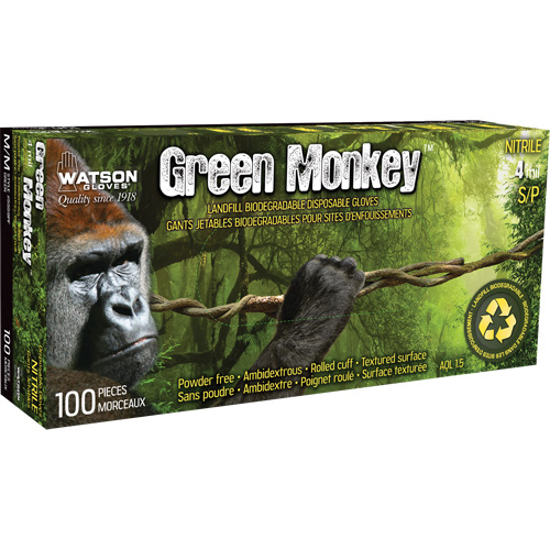 Gants 5559PF Green Monkey, Petit, Nitrile, 4 mils, Sans poudre, Vert Sidevic Inc.