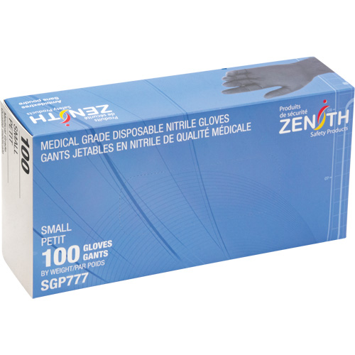 Gants jetables de calibre m&eacute;dical r&eacute;sistants &agrave; la perforation, Petit, Nitrile, 5 mils, Sans poudre, Noir, Classe 2 Sidevic Inc.