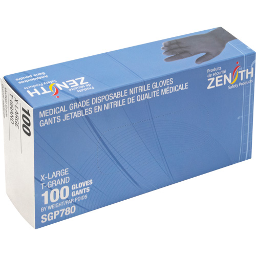 Puncture-Resistant Medical-Grade Disposable Gloves, X-Large, Nitrile, 5-mil, Powder-Free, Black, Class 2 Sidevic Inc.