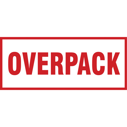 "Overpack" Handling Labels, 6" L x 2-1/2" W, Red on White Sidevic Inc.