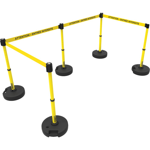 Plus Barrier Post Set, Plastic, 42" H, Yellow Tape, 15' Tape Length Sidevic Inc.