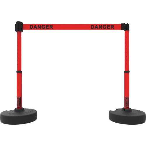 Ensemble de montants pour barri&egrave;re Plus, Plastique, 42" h, Ruban Rouge, Longueur du ruban 15' Sidevic Inc.