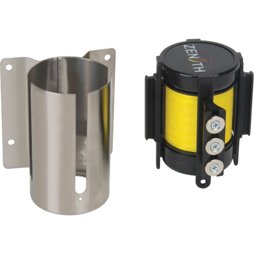 Wall Mount Barrier with Magnetic Tape, Steel, Screw Mount, 12', Yellow Tape Sidevic Inc.