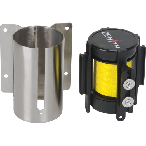 Barri&egrave;re &agrave; fixation murale avec ruban magn&eacute;tique, Acier, Fixation par vis, 7', Ruban Jaune Sidevic Inc.