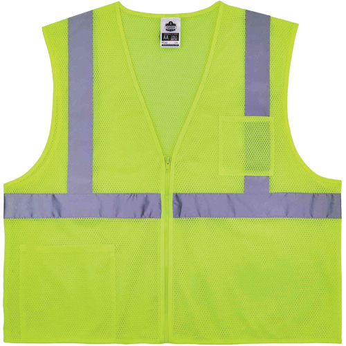 Gilet de s&eacute;curit&eacute; auto-extinguible GloWear 8256Z, Jaune lime haute visibilit&eacute;, Moyen/Petit, Polyester Sidevic Inc.