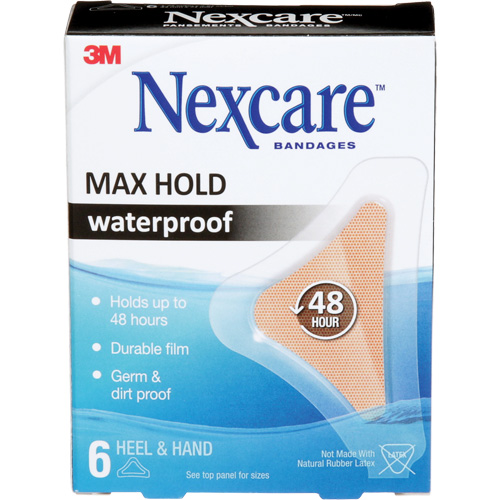Pansements imperm&eacute;ables &agrave; tenue maximale Nexcare, Main/Talon, 3-1/2", Plastique, St&eacute;rile Sidevic Inc.