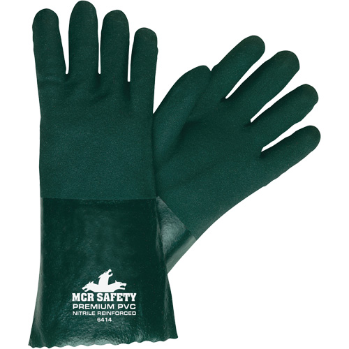 Chemical Resistant Gloves, Size Large, 14" L, PVC, Jersey Inner Lining Sidevic Inc.