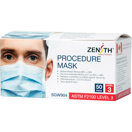 Masques d'intervention jetables, ASTM F2100 Niveau 3, Classe 1 Sidevic Inc.