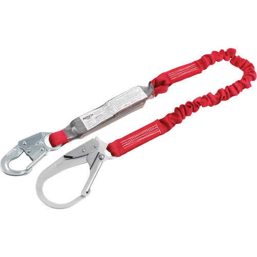 Pro Elastic Shock-Absorbing Lanyard, 6', Rebar Hook Center, Snap Hook Leg Ends, Polyester Sidevic Inc.
