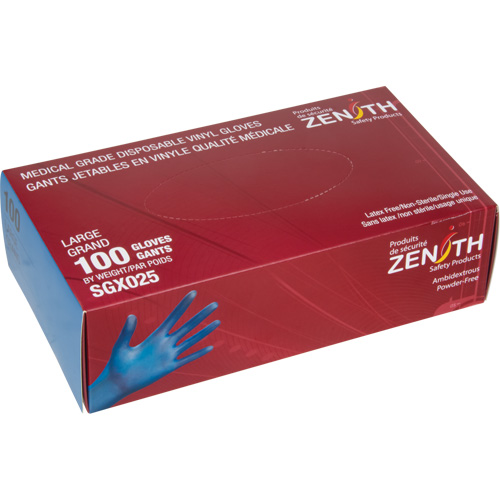 Medical-Grade Disposable Gloves, Small, Vinyl, 4.5-mil, Powder-Free, Blue, Class 2 Sidevic Inc.