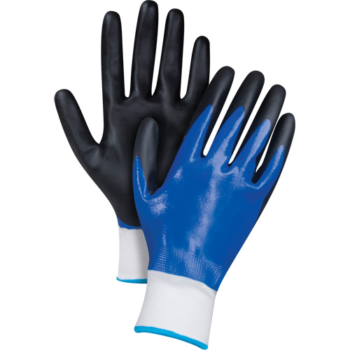 Gants enduits noir & bleu, Moyen, R&ecirc;vetement Mousse de nitrile, Calibre 15, Enveloppe en Nylon Sidevic Inc.
