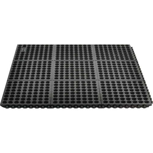 Cushion-Ease&reg; 550 Interlocking Anti-Fatigue Mat, Slotted, 3' x 3' x 3/4", Black, Rubber Sidevic Inc.