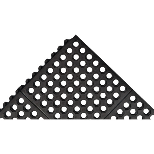 Cushion-Ease&reg; 550 Interlocking Anti-Fatigue Mat, Slotted, 3' x 3' x 3/4", Black, Rubber Sidevic Inc.
