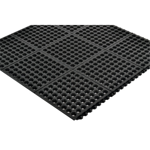 Cushion-Ease&reg; 550 Interlocking Anti-Fatigue Mat, Slotted, 3' x 3' x 3/4", Black, Rubber Sidevic Inc.