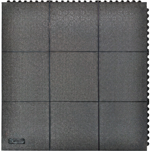 Cushion-Ease&reg; Interlocking Anti-Fatigue Mat, Pebbled, 3' x 3' x 3/4", Black, Natural Rubber Sidevic Inc.