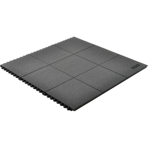 Cushion-Ease&reg; Interlocking Anti-Fatigue Mat, Pebbled, 3' x 3' x 3/4", Black, Natural Rubber Sidevic Inc.