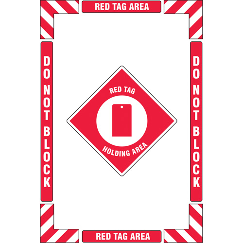 "Red Tag Holding Area" Floor Marking Kit, Adhesive, English with Pictogram Sidevic Inc.