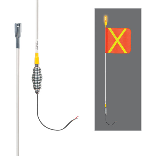 Safety Whip&reg; All-Weather Super-Duty Warning Whips with Constant LED Light, Spring Mount, 3' High, Orange with Reflective Sidevic Inc.