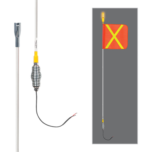 Safety Whip&reg; All-Weather Super-Duty Warning Whips with Constant LED Light, Spring Mount, 5' High, Orange with Reflective Sidevic Inc.