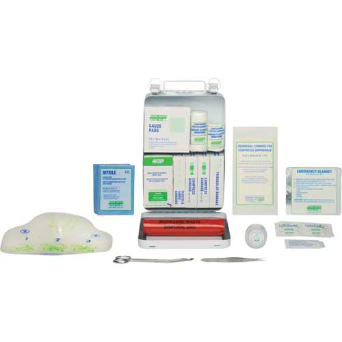 Trousse de premiers soins de base 16 unit&eacute;s, R&eacute;pond &agrave; la norme CSA Z1220-17 type 2 environnements &agrave; faible risque, Petit (2-25 travailleurs) Sidevic Inc.