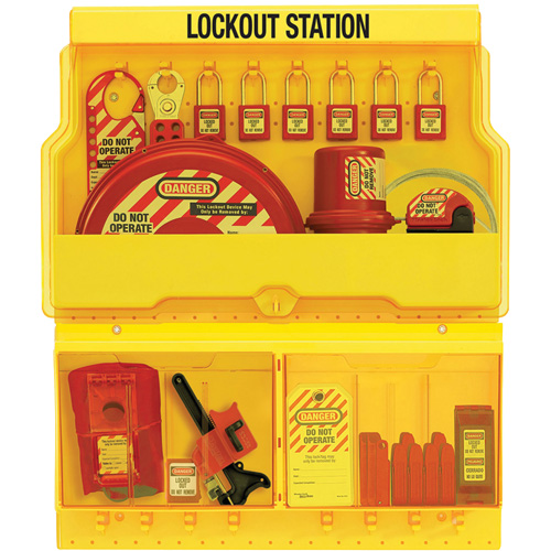 Standard Valve & Electrical Deluxe Lockout Station, Thermoplastic Padlocks, 32 Padlock Capacity, Padlocks Included Sidevic Inc.