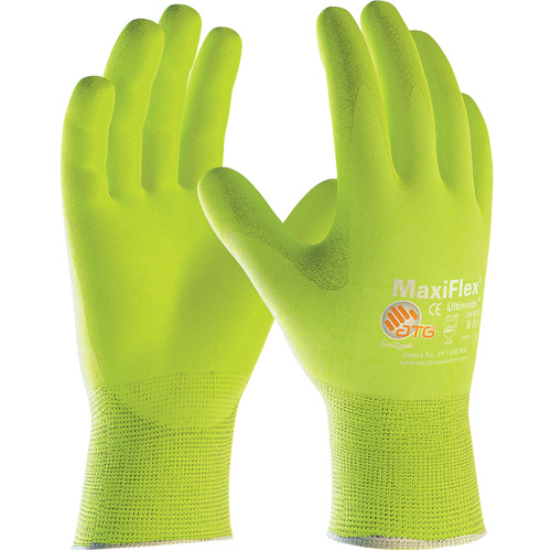 ATG MaxiFlex&reg; Ultimate High Visibility Seamless Gloves, Large, Nitrile Coating, 15 Gauge, Nylon/Elastane Shell Sidevic Inc.
