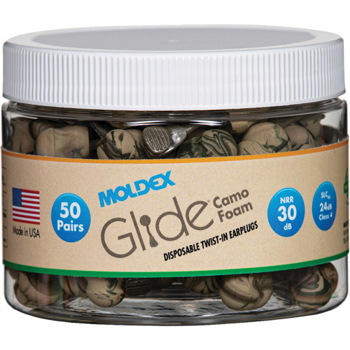 Glide&reg; Camo Foam Earplugs, Bulk - Canister Sidevic Inc.