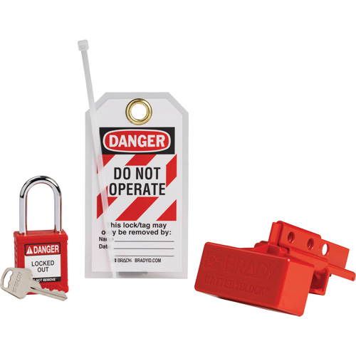 BatteryBlock Forklift Power Connector Lockout with Nylon Safety Padlock, Electrical Kit, 3 Components Sidevic Inc.