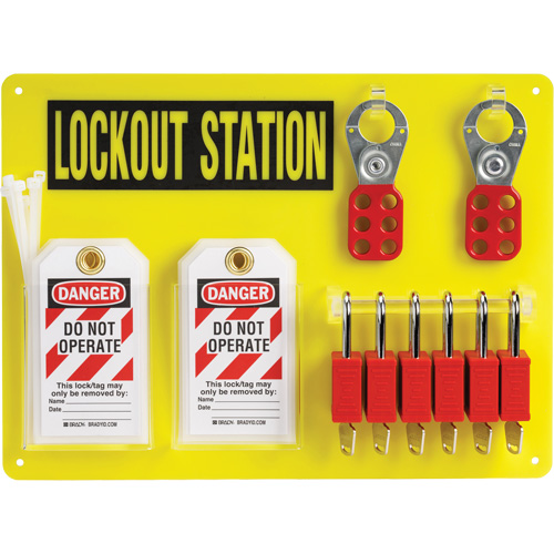 Lockout Board with Keyed Different Nylon Safety Lockout Padlocks, Plastic Padlocks, 6 Padlock Capacity, Padlocks Included Sidevic Inc.