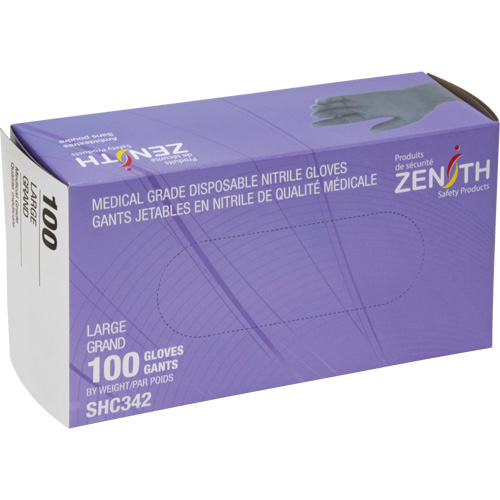 Gants jetables de calibre m&eacute;dical, Grand, Nitrile, 6 mils, Sans poudre, Noir, Classe 2 Sidevic Inc.