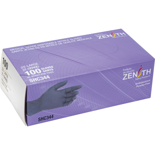Medical Grade Disposable Gloves, 2X-Large, Nitrile, 6-mil, Powder-Free, Black, Class 2 Sidevic Inc.