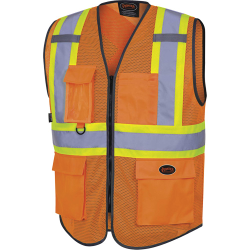 6960 Veste de s&eacute;curit&eacute; &agrave; maille en avant, Orange haute visibilit&eacute;, Moyen, Polyester Sidevic Inc.