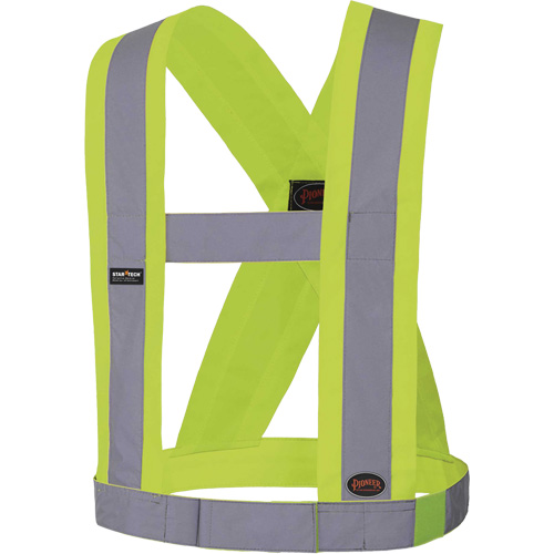 5492 Bretelles de s&eacute;curit&eacute; r&eacute;glable de 4" de large, R&eacute;pond ou surpasse la norme CSA Z96 classe 2 - niveau 2, Jaune lime haute visibilit&eacute;, Couleur r&eacute;fl&eacute;chissante Argent, Taille unique Sidevic Inc.