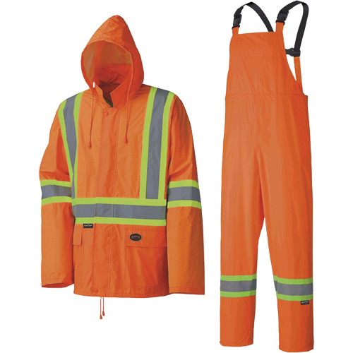 5598 Combinaison de pluie imperm&eacute;able et l&eacute;g&egrave;re, Polyester/PVC, Petit, Orange haute visibilit&eacute; Sidevic Inc.