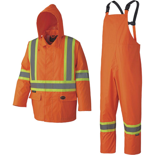 5608 Combinaison de pluie imperm&eacute;able 210D, Polyester/PVC, Petit, Orange haute visibilit&eacute; Sidevic Inc.