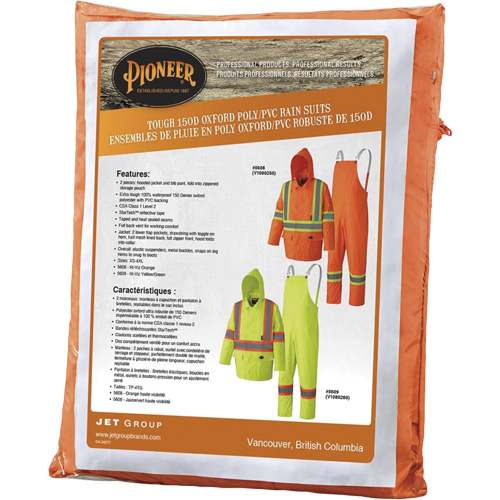 5608 Combinaison de pluie imperm&eacute;able 210D, Polyester/PVC, Petit, Orange haute visibilit&eacute; Sidevic Inc.