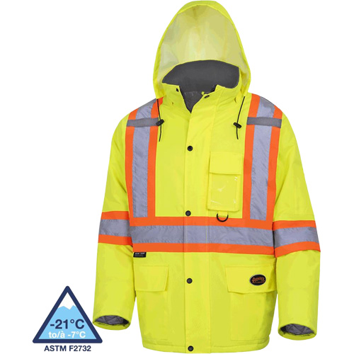 5031 Manteau de s&eacute;curit&eacute; matelass&eacute; imperm&eacute;able, Jaune lime haute visibilit&eacute;, Petit Sidevic Inc.