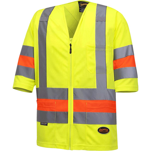 6019 Chandail de circulation &agrave; manches courtes  Qu&eacute;bec, Polyester, T-petit, Jaune lime haute visibilit&eacute; Sidevic Inc.