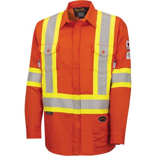 7743 FR-Tech&reg; Flame-Resistant Safety Shirt, Small, High Visibility Orange Sidevic Inc.