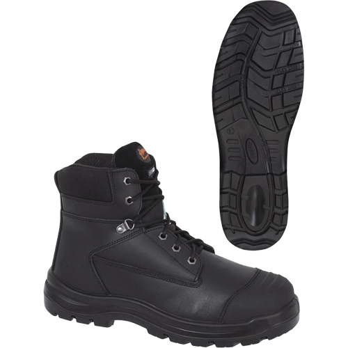 1025 Bottes de travail 6" noires, Cuir, Embout Acier, Taille 10 Sidevic Inc.