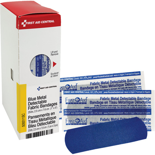 Fabric Blue Detectable Bandages, Rectangular/Square, 1", Fabric Metal Detectable, Sterile Sidevic Inc.