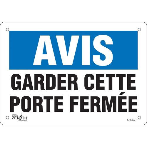 "Porte ferm&eacute;e" Sign, 7" x 10", Vinyl, French Sidevic Inc.