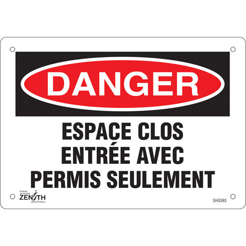 "Espace clos" Sign, 7" x 10", Plastic, French Sidevic Inc.