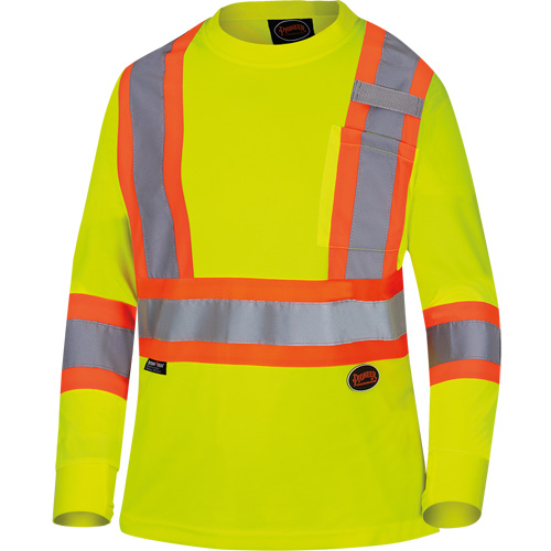 6969 Chandail de s&eacute;curit&eacute; &agrave; manches longues en il-de-perdrix pour femme, Polyester, T-petit, Jaune lime haute visibilit&eacute; Sidevic Inc.