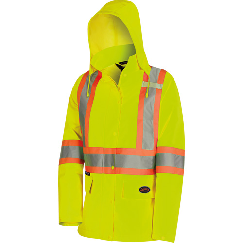 5628W The Rock Women's 300D  Quilted Safety Parka, Polyester/Polyurethane, High Visibility Lime-Yellow, X-Small Sidevic Inc.