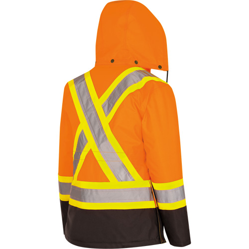 5020BBW Women's  7-in-1 Waterproof Jacket with Hood, Polyester/Polyurethane, High Visibility Orange, X-Small Sidevic Inc.