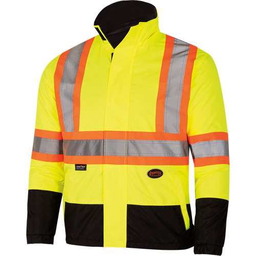 5771 Waterproof Reversible Safety Jacket, Polyester/Polyurethane, High Visibility Lime-Yellow, Small Sidevic Inc.